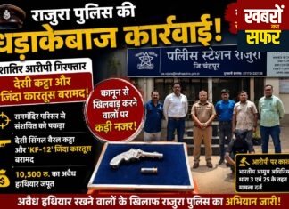 राजुरा पुलिस की बड़ी कार्रवाई: वारदात से पहले शातिर बदमाश हथियार सहित दबोचा