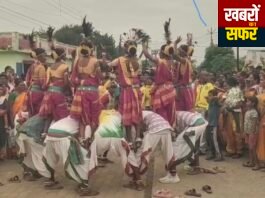 घुग्घुस में गूंजा गोंडी ढेमसा का रंग, पारंपरिक नृत्य रैली से सजा शहर