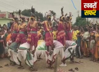 घुग्घुस में गूंजा गोंडी ढेमसा का रंग, पारंपरिक नृत्य रैली से सजा शहर